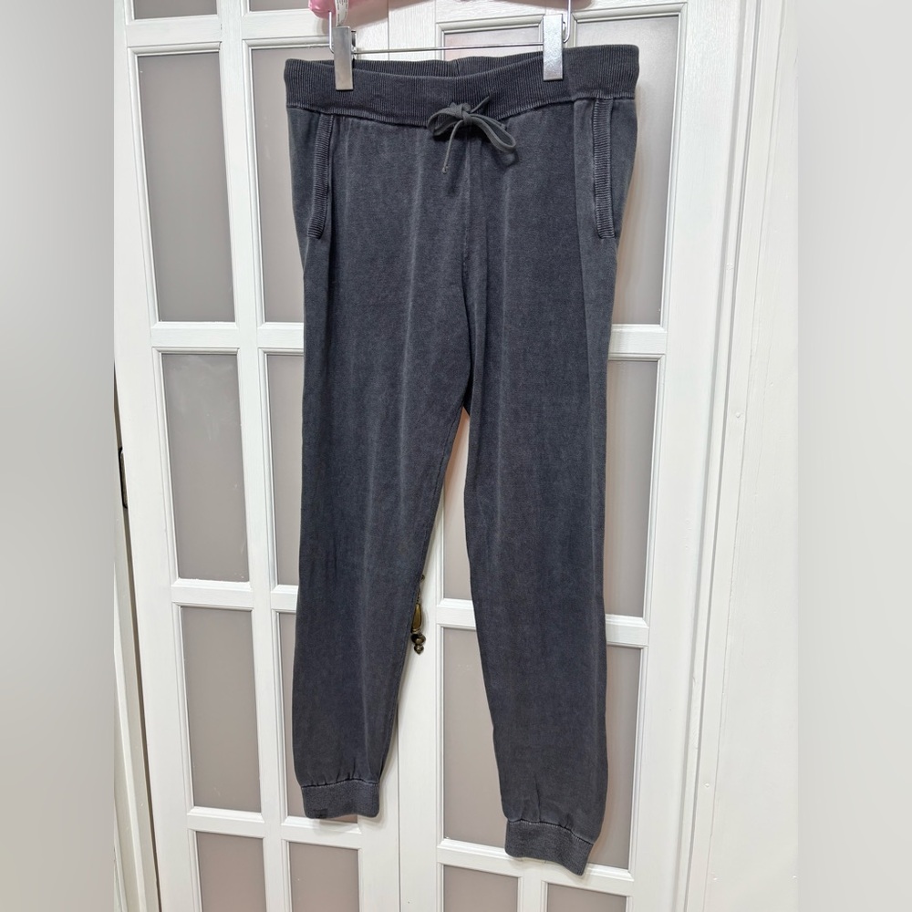 Barefoot Dreams CozyChic Cotton Jogger Sweatpants Gray Drawstring L